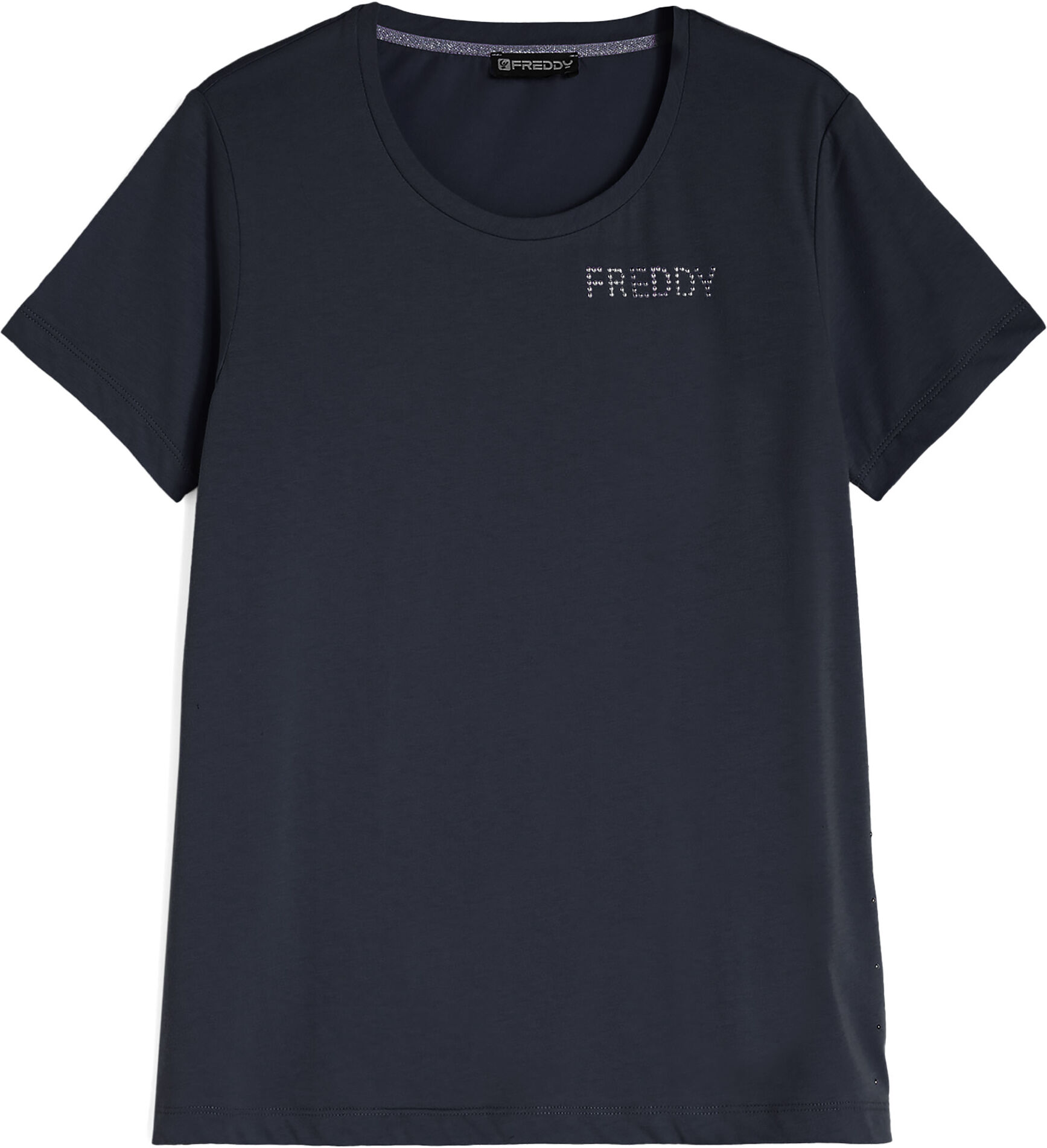 Freddy T-shirt in jersey con borchie metallizzate sui fianchi Blu Navy Donna Extra Small