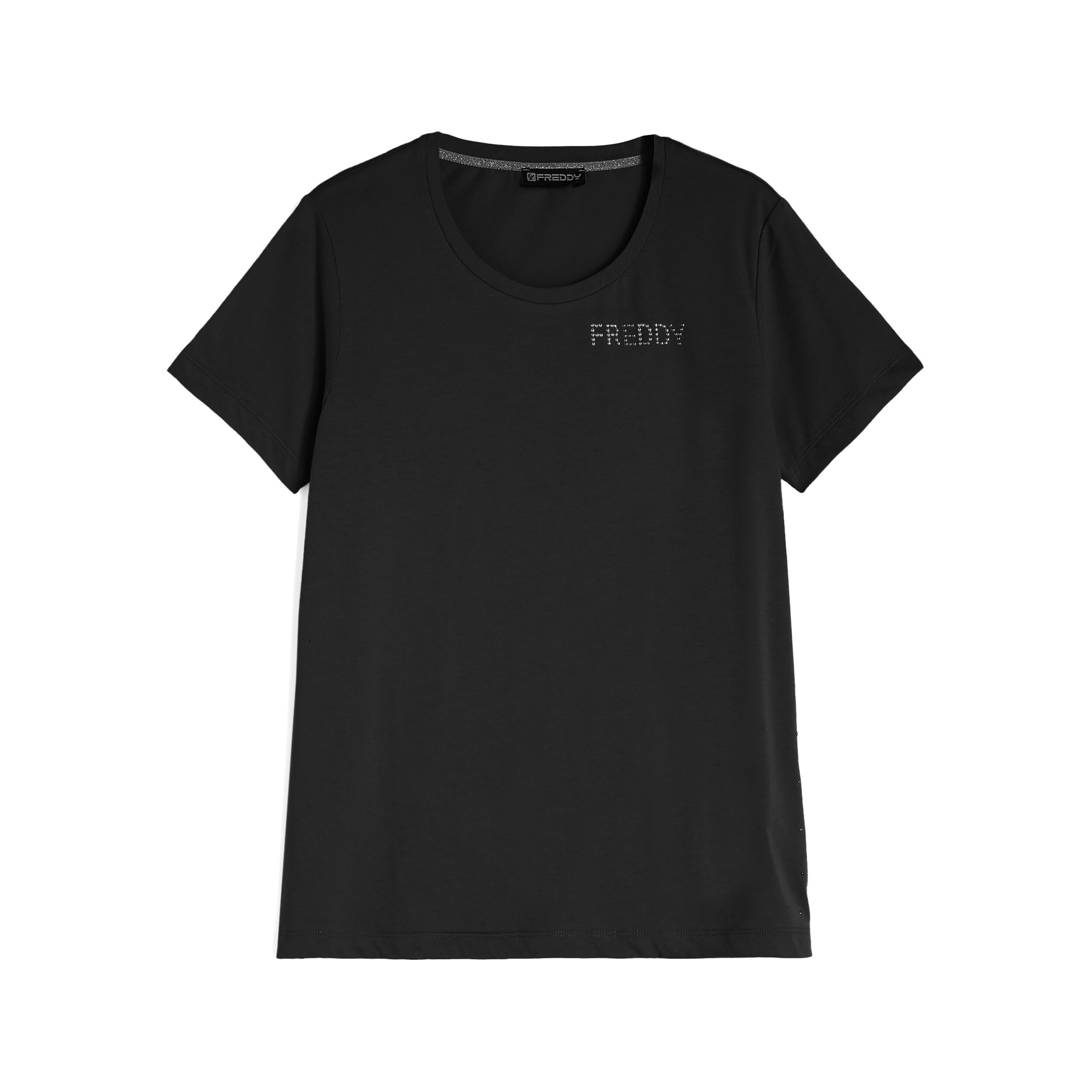 Freddy T-shirt in jersey con borchie metallizzate sui fianchi Nero Donna Extra Small