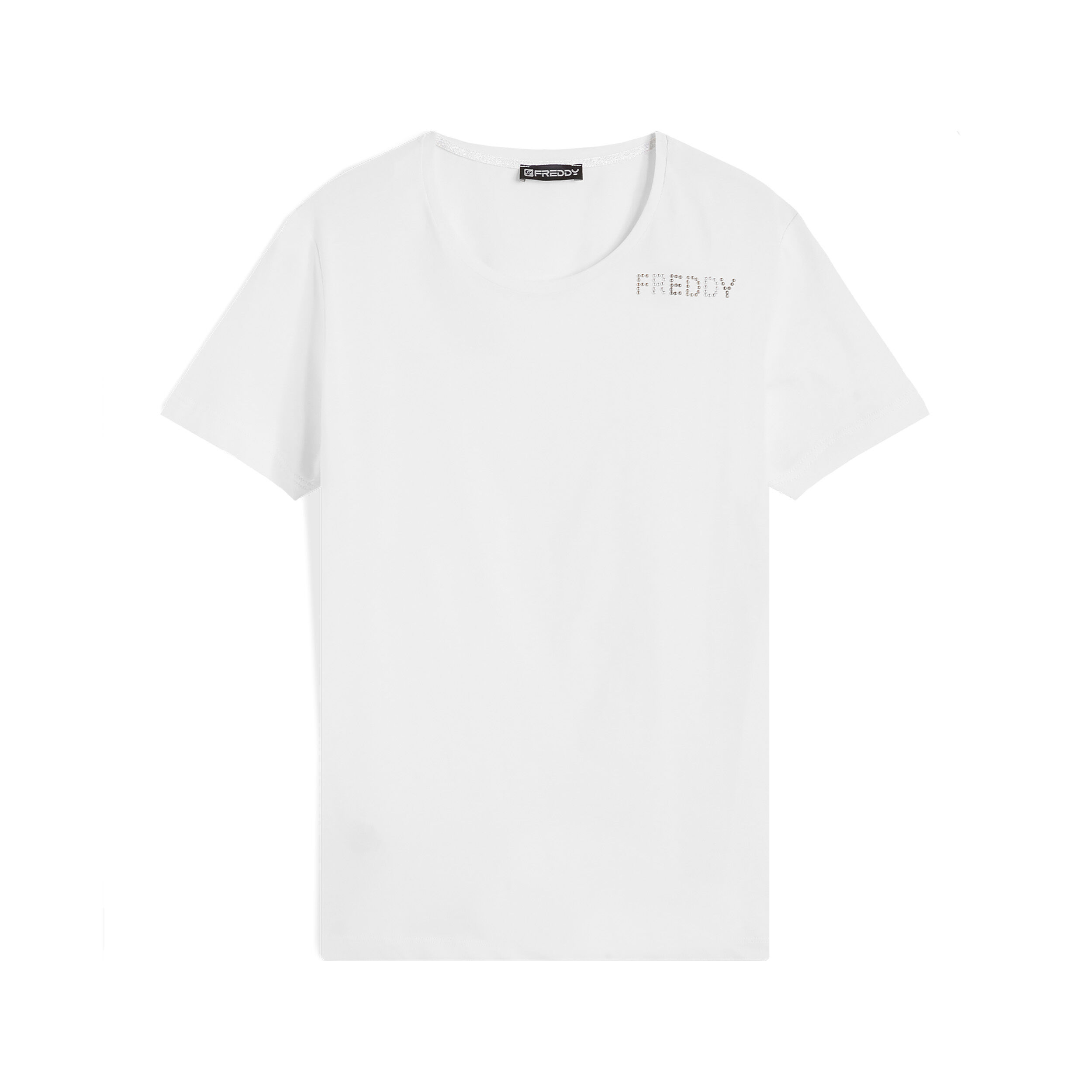 Freddy T-shirt in jersey con borchie metallizzate sui fianchi Bianco Donna Extra Small