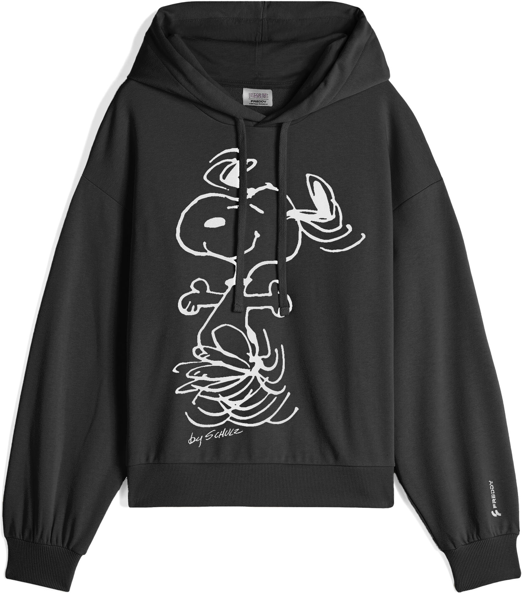 Freddy Felpa donna oversize con cappuccio e grafica Snoopy Nero Donna Extra Large