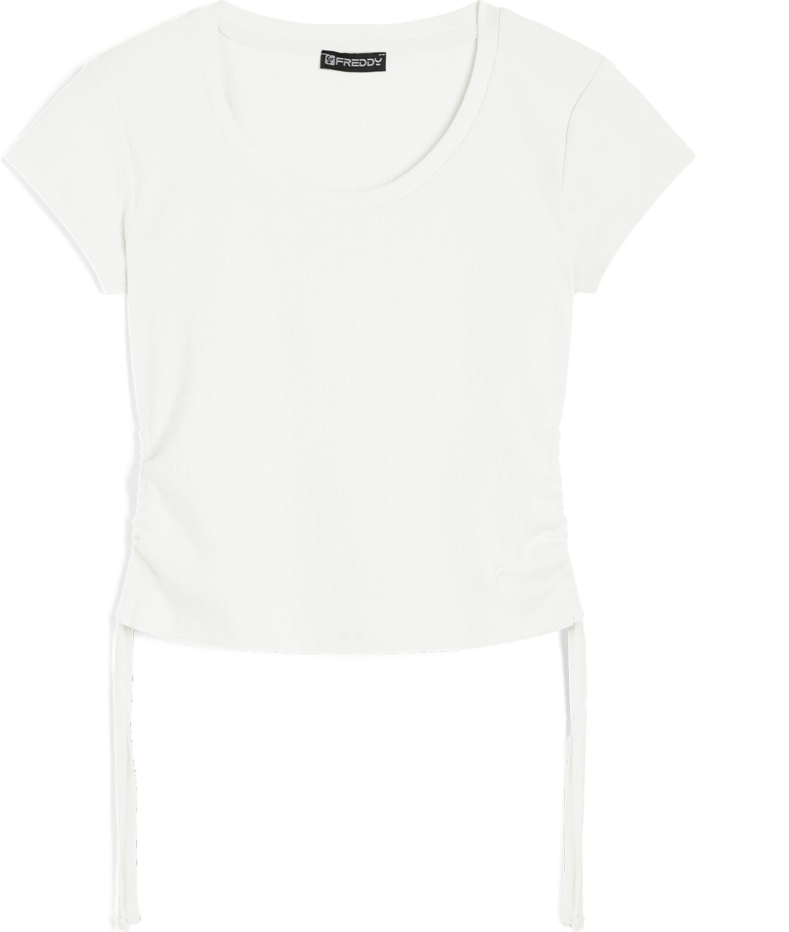 Freddy T-shirt donna slim fit in costina con laccetti sui fianchi White Alyssum Donna Large