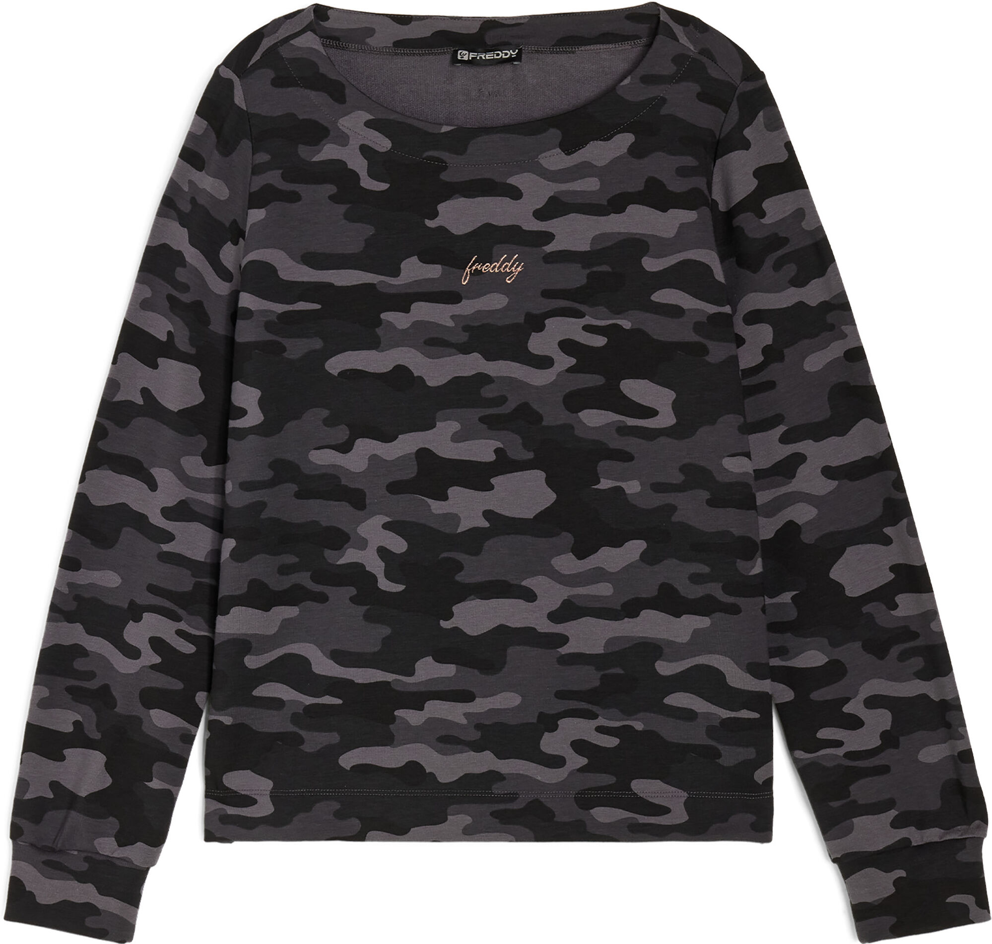 Freddy Felpa girocollo da donna in french terry modal camouflage Black Camo Donna Extra Small