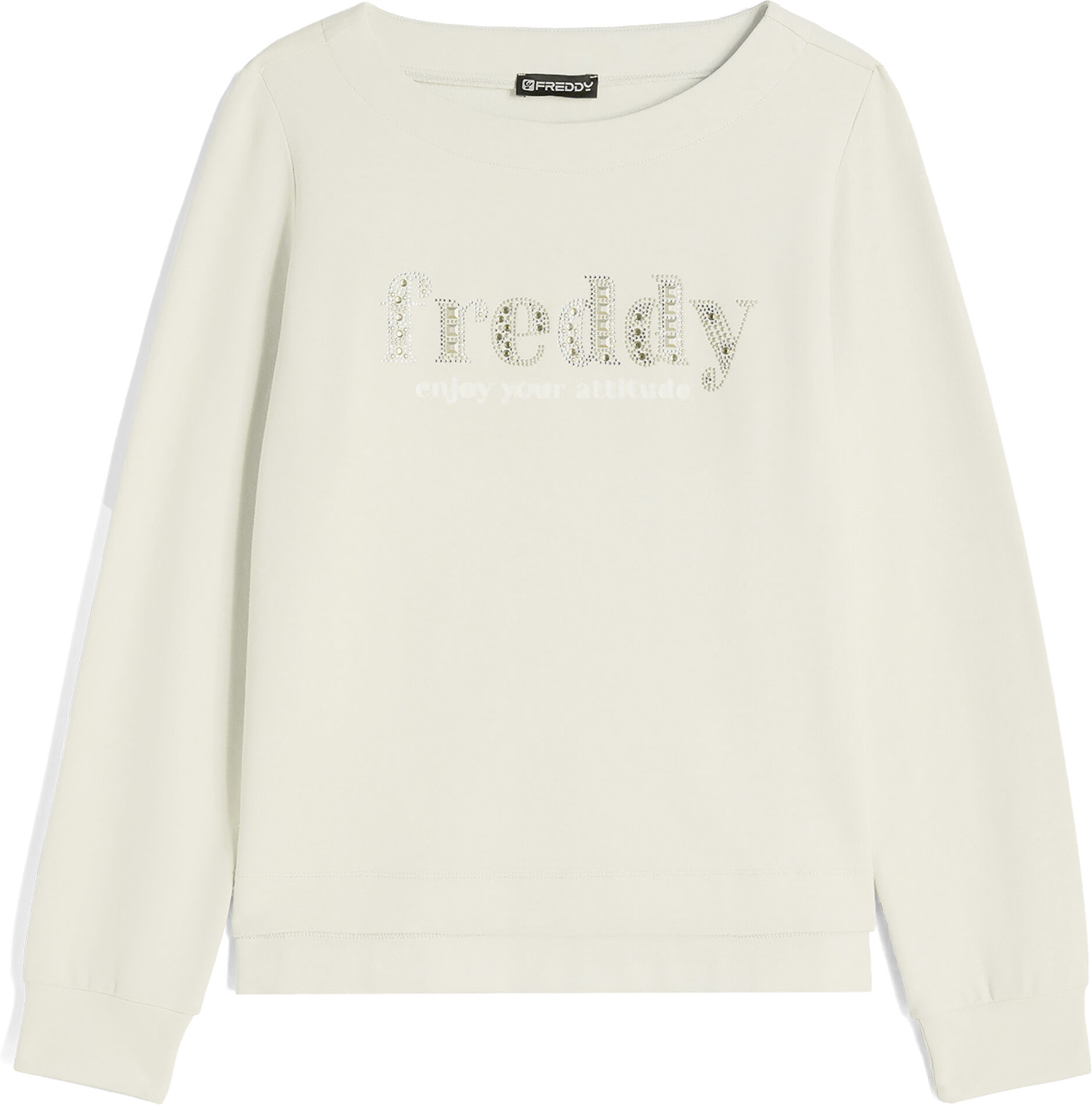 Freddy Felpa girocollo in french terry modal con logo in strass Tofu Donna Extra Small