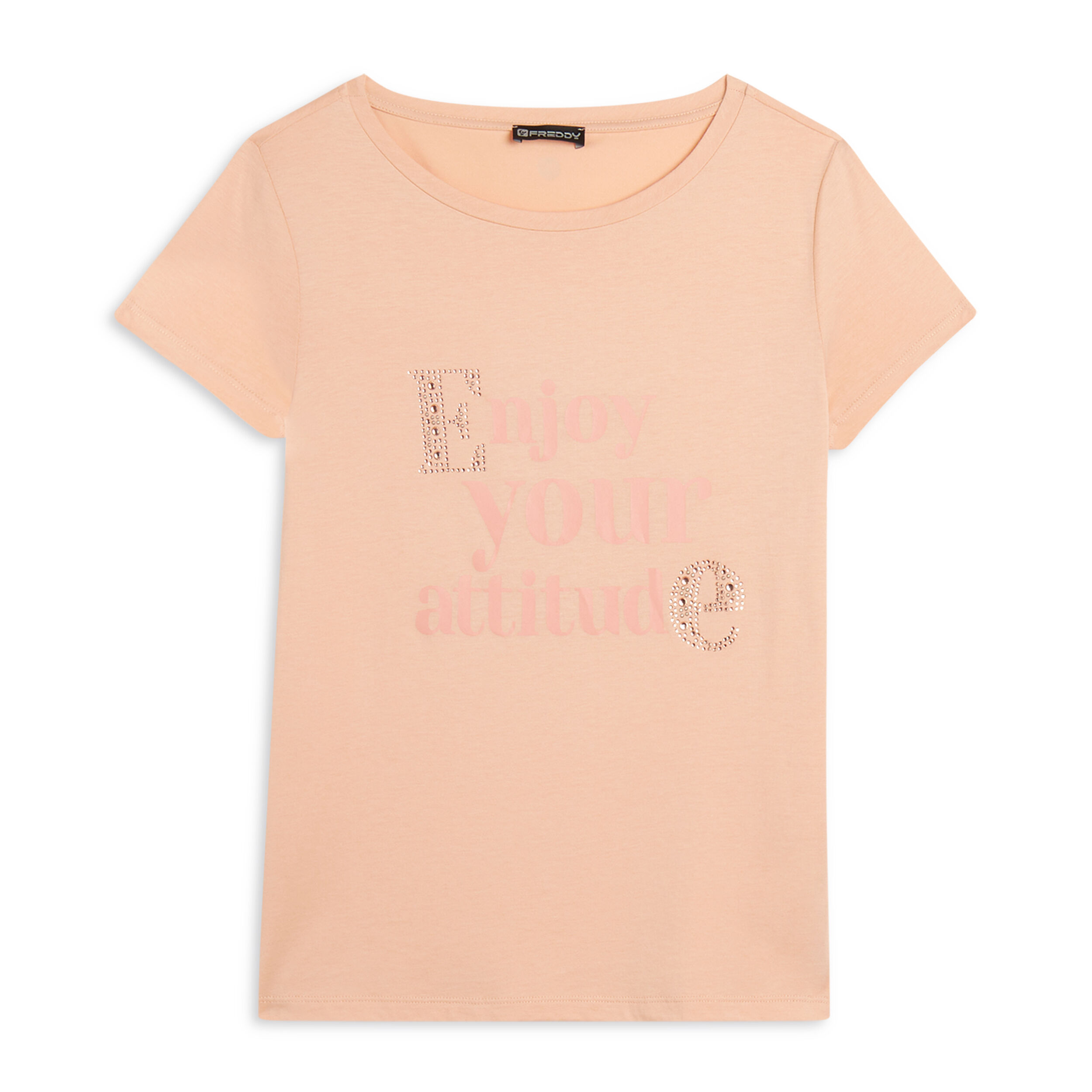 Freddy T-shirt donna in jersey modal con grafica lucida e strass Pink Sand Donna Extra Large