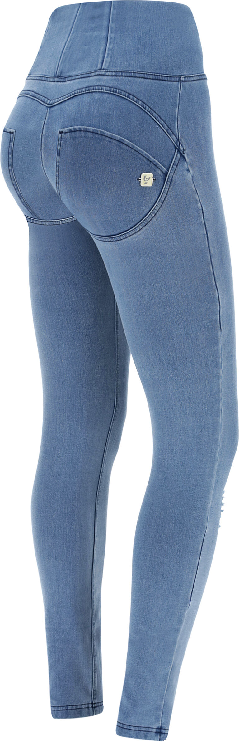 Freddy Jeans WR.UP® a vita alta in denim chiaro effetto used Light Blue-Seams On Tone Donna Extra Small