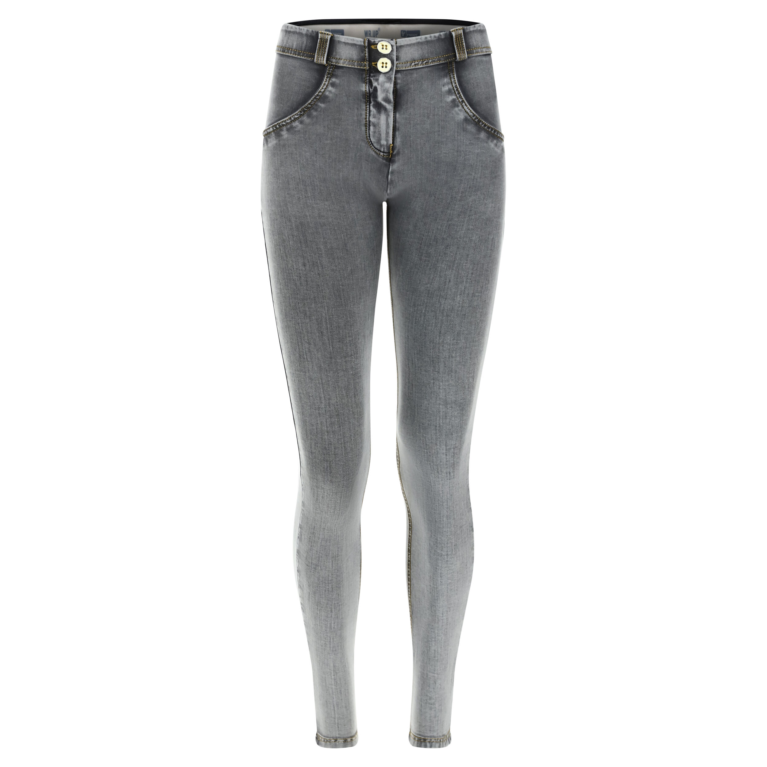 Freddy Pantaloni push up WR.UP® skinny in jersey-denim ecologico Gray Jeans-Yellow Seams Donna Extra Large