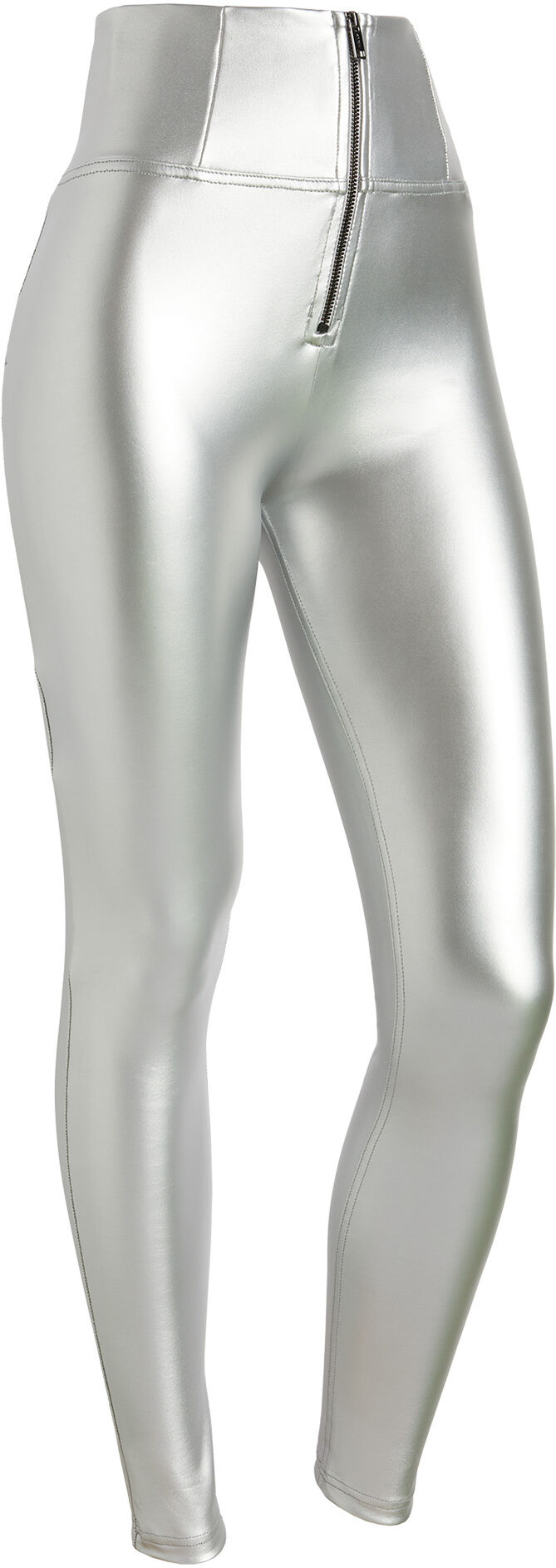 Freddy Pantaloni WR.UP® vita altissima in similpelle metallizzata Argento Donna Extra Small