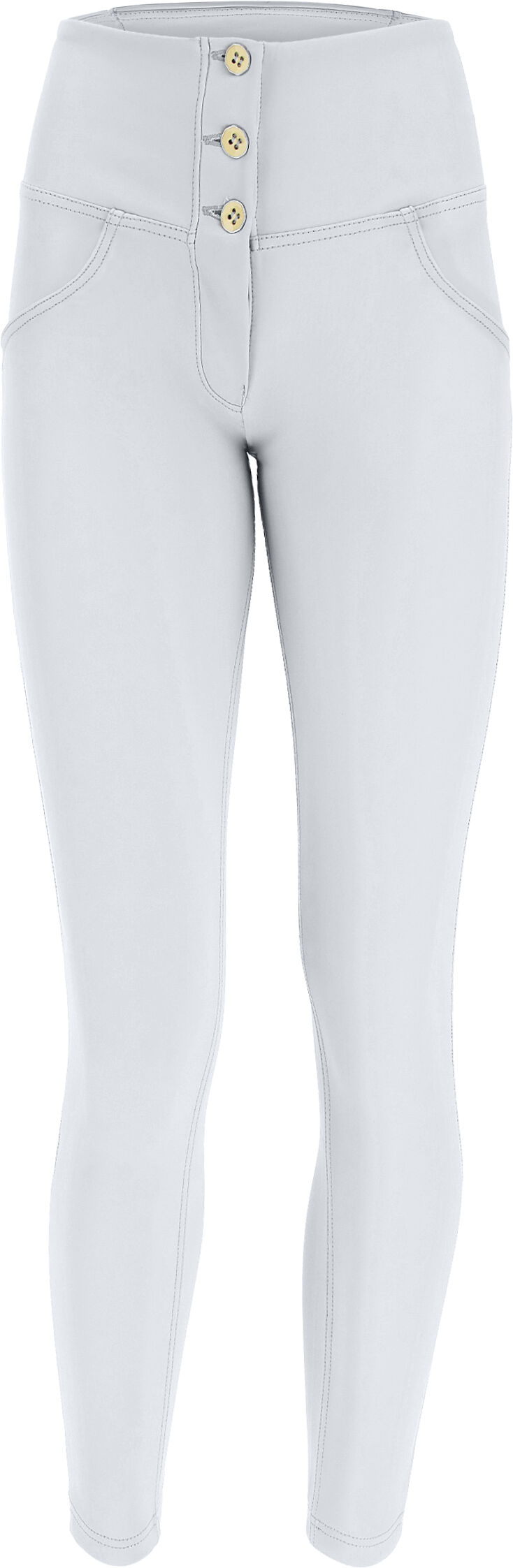 Freddy Pantaloni push up WR.UP® 7/8 vita alta bottoni similpelle Bianco Donna Extra Small