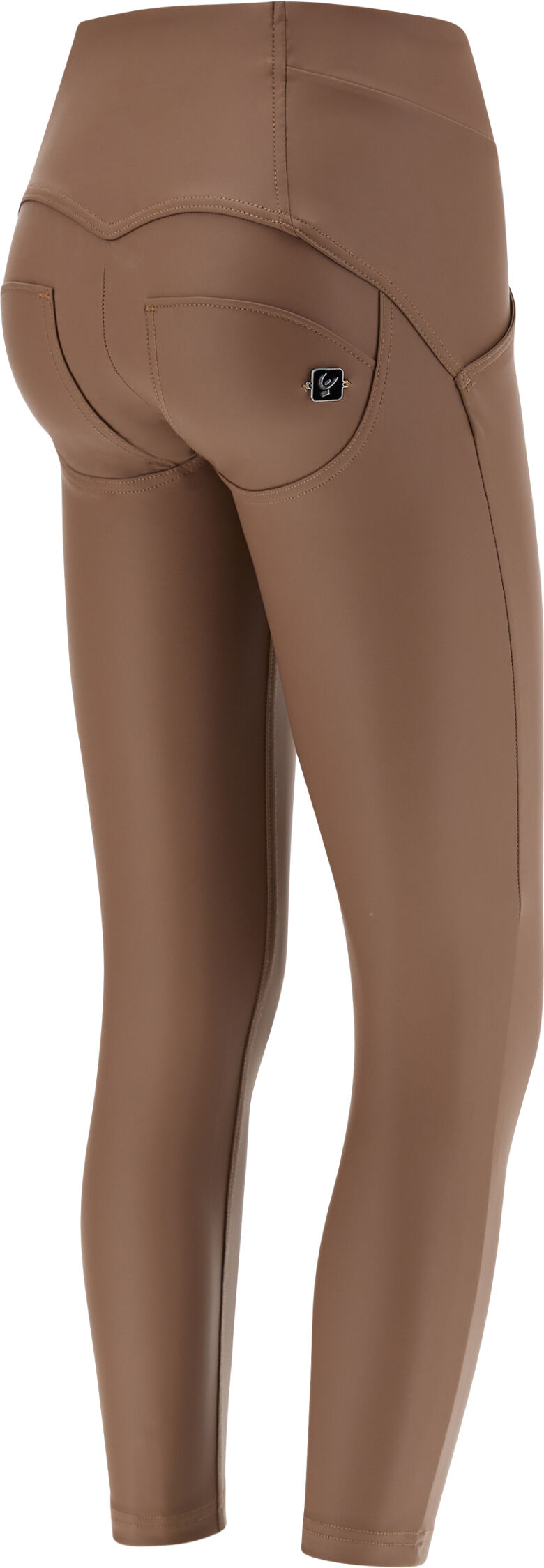 Freddy Pantaloni push up WR.UP® similpelle vita alta con incrocio Raw Umber Donna Extra Large