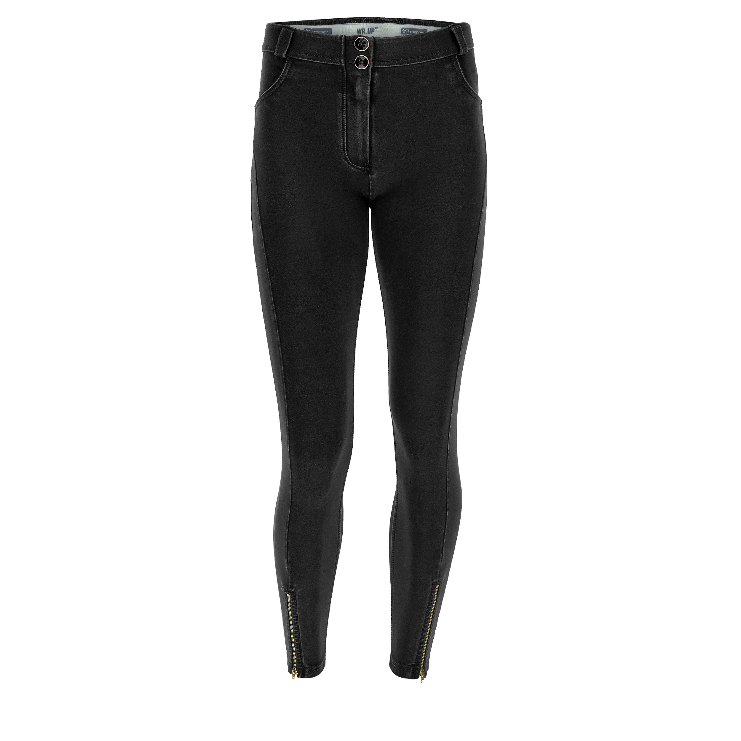 Freddy Jeggings push up WR.UP® vita alta 7/8 con zip sul fondo Jeans Nero-Cuciture In Tono Donna Extra Small