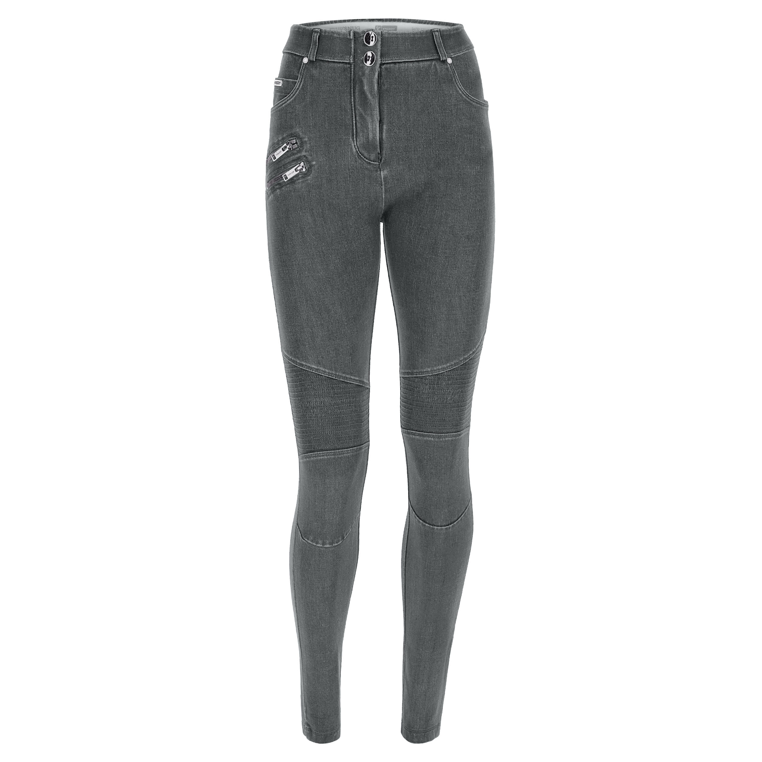Freddy Jeans WR.UP® in denim navetta con dettagli stile biker Light Grey-Seams Black Donna Extra Large