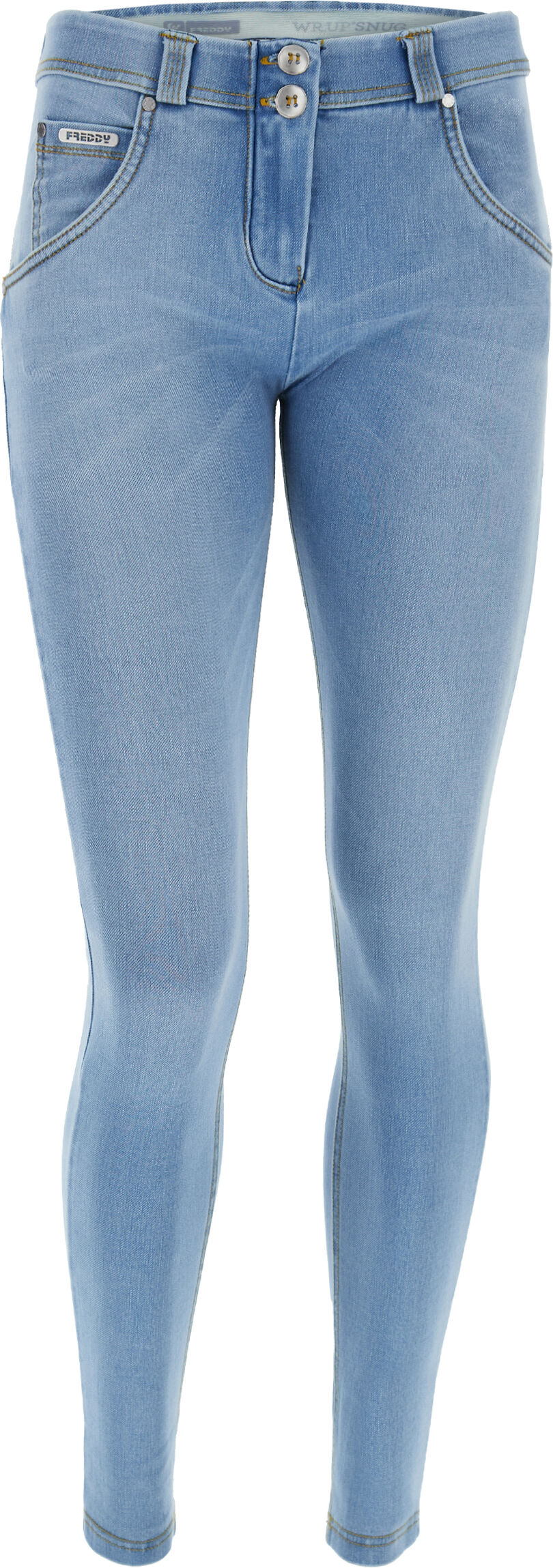 Freddy Jeans WR.UP® superskinny in denim navetta ecosostenibile effetto used Jeans Chiaro-Cuciture Gialle Donna Large