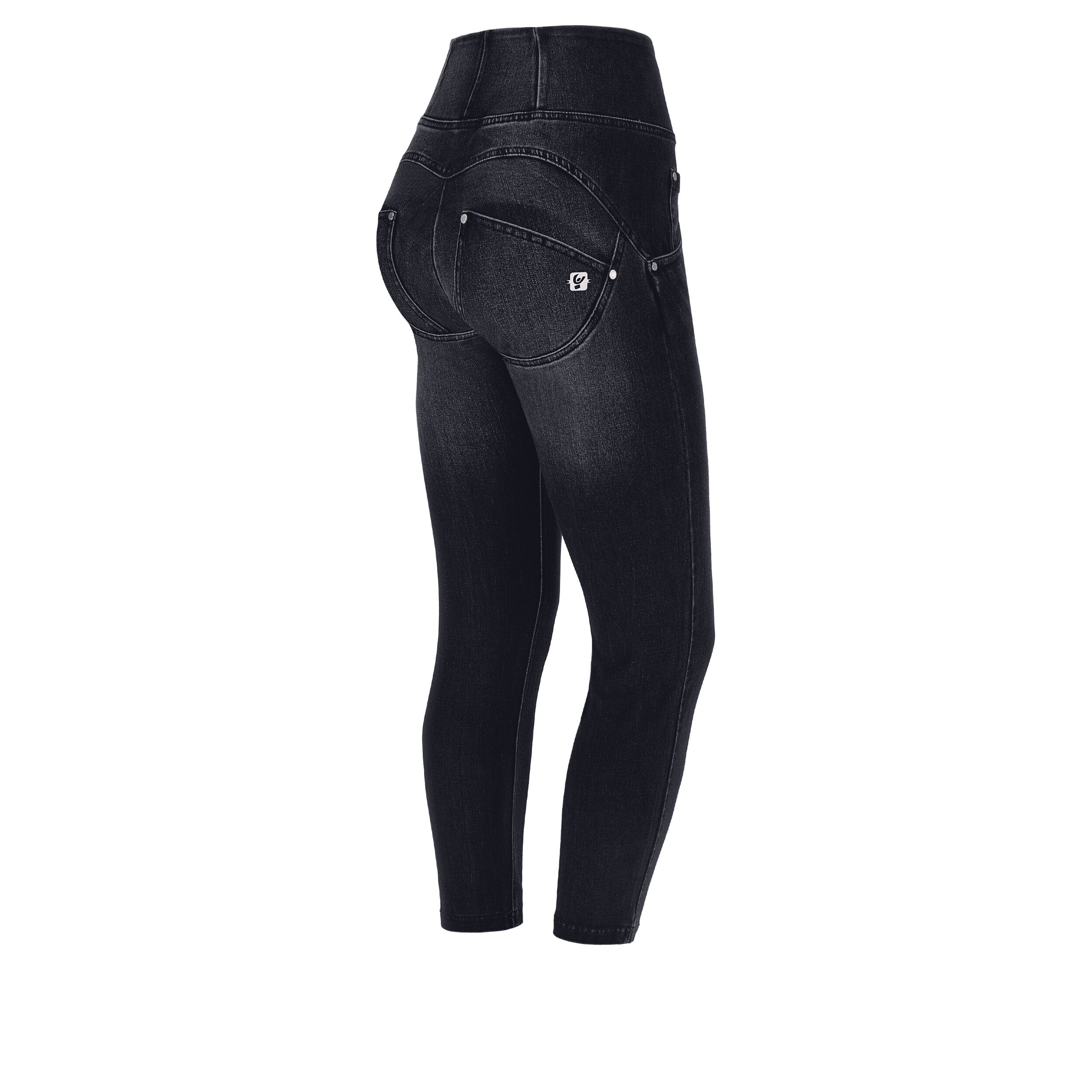 Freddy Jeans push up WR.UP® 7/8 superskinny vita alta con strappi Jeans Nero-Cuciture In Tono Donna Extra Large