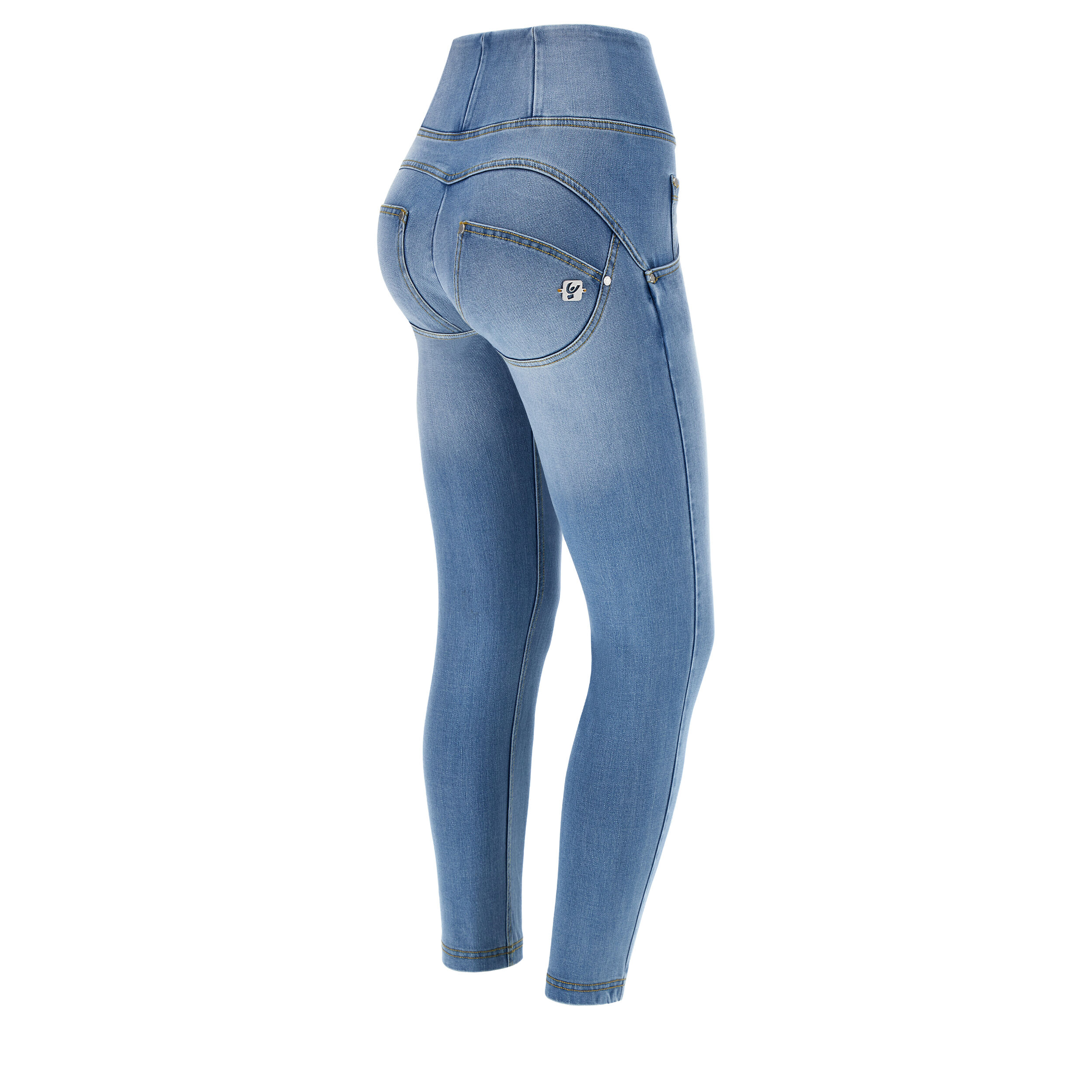 Freddy Jeans push up WR.UP® 7/8 superskinny effetto used vita alta Jeans Chiaro-Cuciture Gialle Donna Extra Small