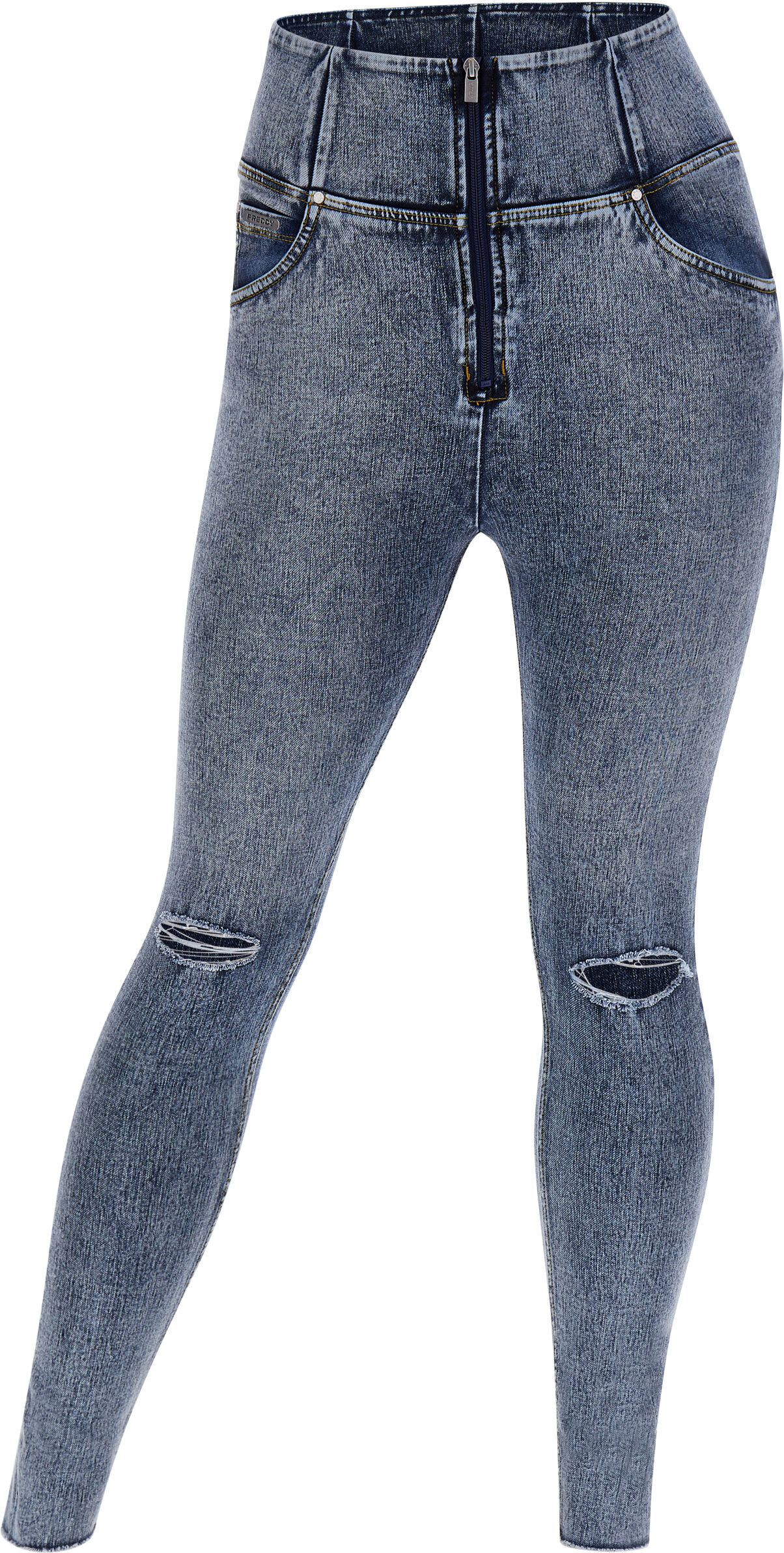 Freddy Jeans push up WR.UP® 7/8 curvy vita alta denim marble wash Jeans Slavato-Cuciture Gialle Donna Medium