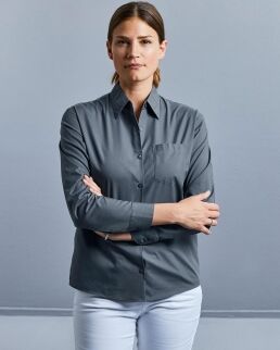 Russell 100 Camicia donna popeline maniche lunghe neutro o personalizzato