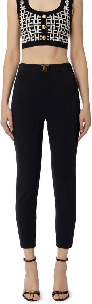 ELISABETTA FRANCHI PANTALONE DRITTO IN CREPE STRETCH donna nero PAT1441E2 42