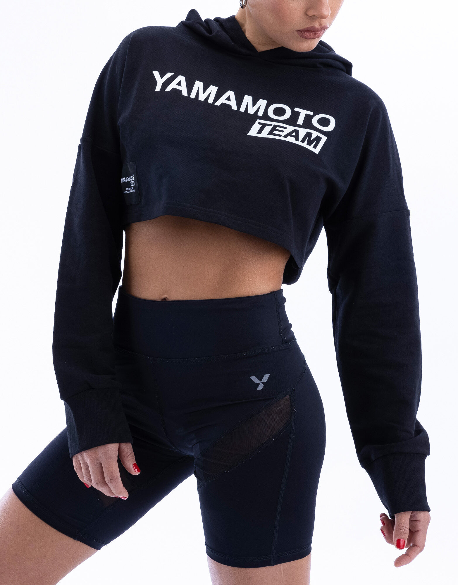 YAMAMOTO OUTFIT Woman Hooded Short Sweatshirt Yamamoto® Team Colore: Nero L