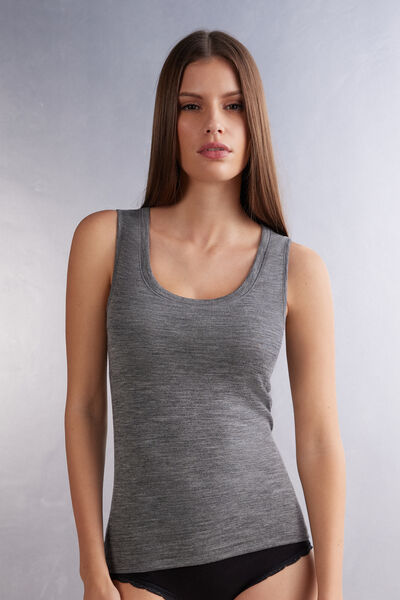 Intimissimi Canotta Spallina Larga Wool & Cotton Donna Grigio Taglia M