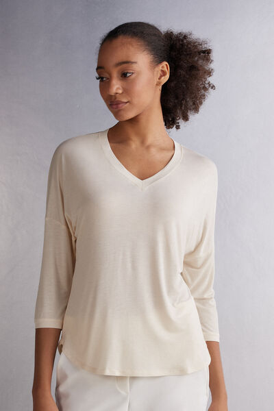 Intimissimi Maglia Scollo a V in Fresh Bamboo Donna Naturale Taglia M