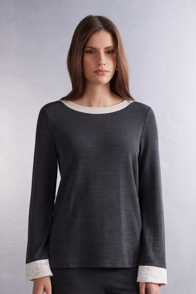 Intimissimi Maglia Manica Lunga con Scollo a Barchetta Baby It's Cold Outside Donna Grigio Taglia S