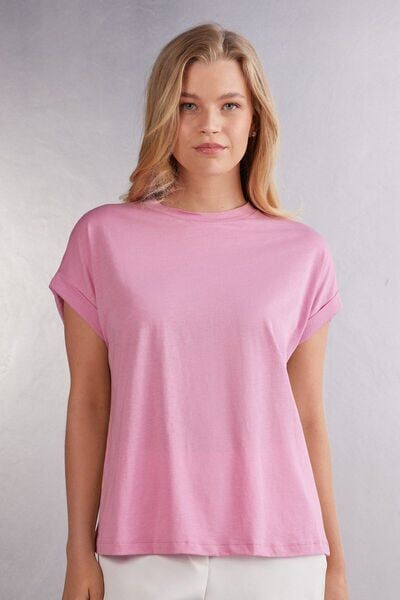 Intimissimi Maglia Manica Corta con Risvolto in Cotone Ultrafresh Donna Rosa Taglia M