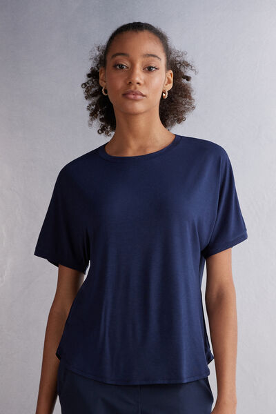 Intimissimi Maglia Manica Corta in Fresh Bamboo Donna Blu Taglia L