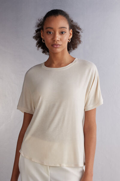 Intimissimi Maglia Manica Corta in Fresh Bamboo Donna Naturale Taglia M