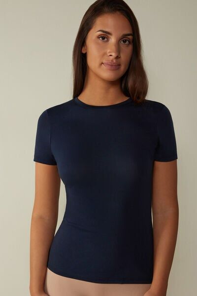 Intimissimi Maglia Manica Corta in Cotone Ultrafresh Donna Blu Taglia S