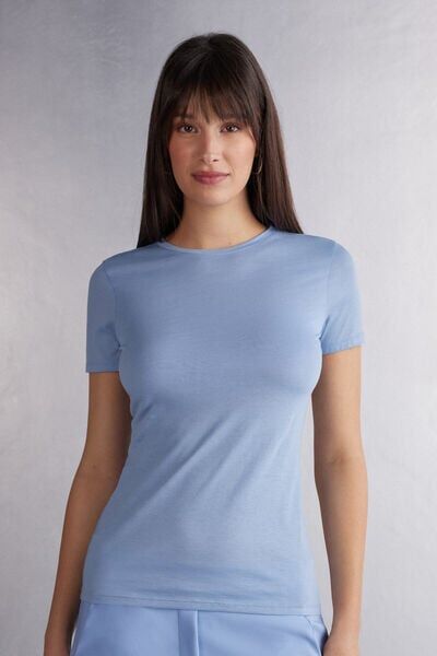 Intimissimi Maglia Manica Corta in Cotone Ultrafresh Donna Azzurro Taglia M