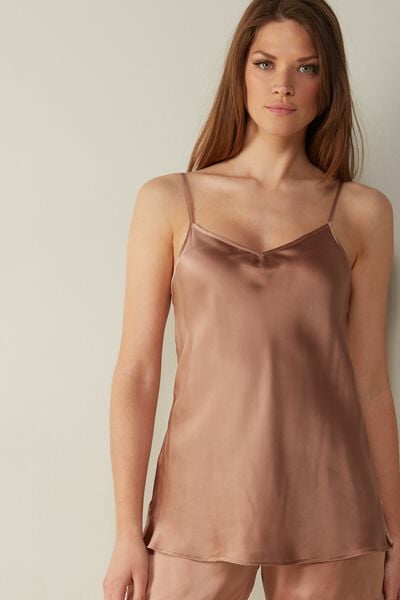 Intimissimi Top in Raso di Seta con Scollo a V Donna Naturale Taglia XL