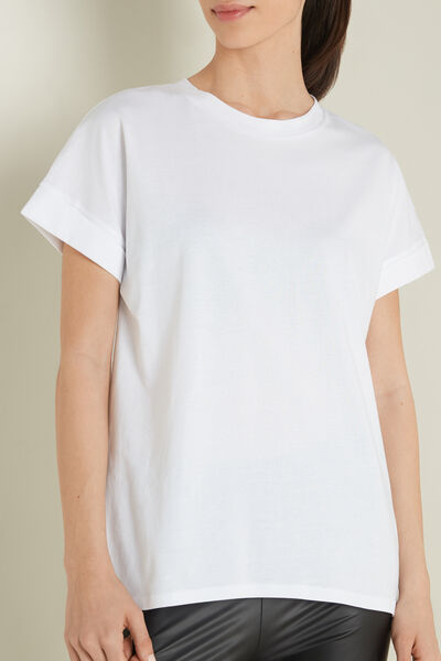 Tezenis T-Shirt in Cotone con Risvolto Kimono Donna Bianco Tamaño M