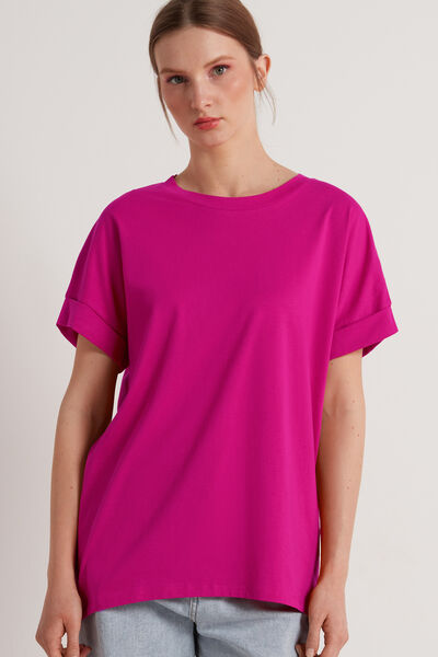 Tezenis T-Shirt in Cotone con Risvolto Kimono Donna Rosa Tamaño S