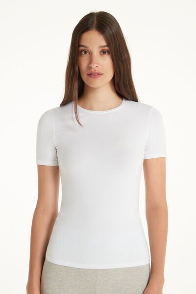 Tezenis T-shirt Girocollo in Cotone Elasticizzato Donna Bianco Tamaño XL