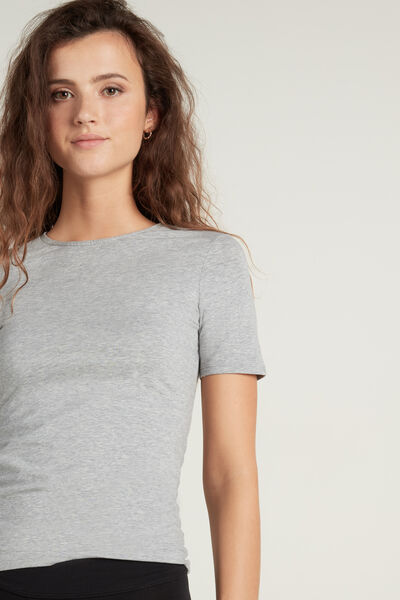 Tezenis T-shirt Girocollo in Cotone Elasticizzato Donna Grigio Tamaño XL