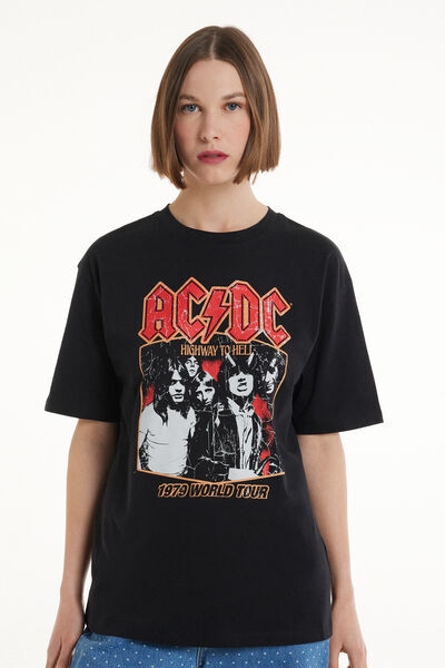 Tezenis T-Shirt Stampa AC/DC Unisex Donna Nero Tamaño S