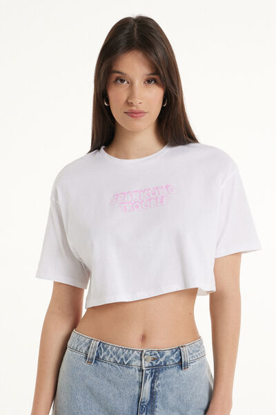 Tezenis T-Shirt Corta Boxy Girocollo in Cotone Donna Stampa Tamaño S