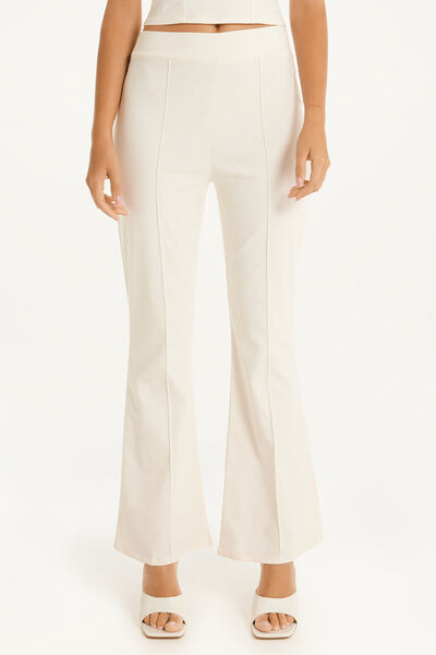 Tezenis Pantalone Trombetta in Tela Elasticizzata Donna Bianco Tamaño M