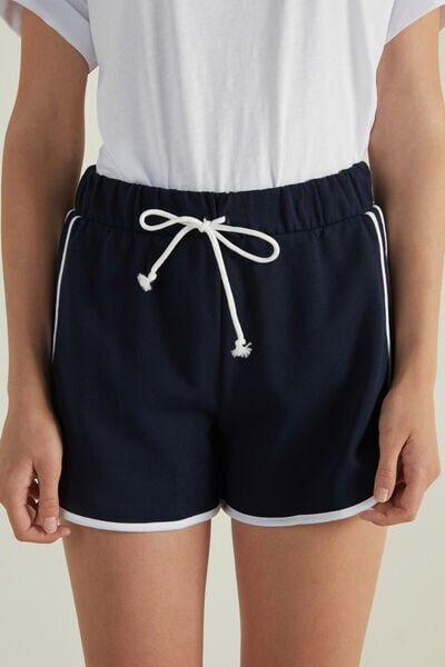 Tezenis Shorts Felpa Piping Donna Blu Tamaño S