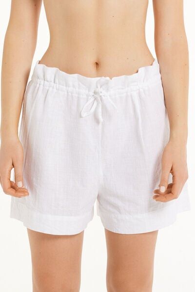 Tezenis Short in 100% Cotone Super Leggero con Coulisse Donna Bianco Tamaño M