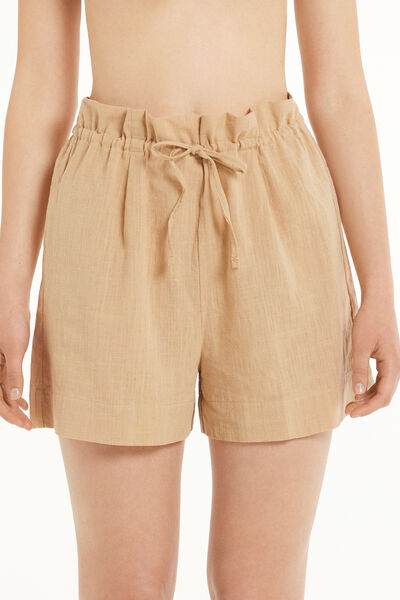 Tezenis Short in 100% Cotone Super Leggero con Coulisse Donna Naturale Tamaño M