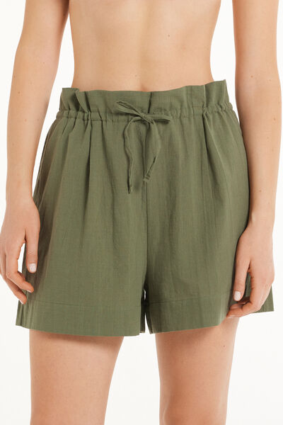 Tezenis Short in 100% Cotone Super Leggero con Coulisse Donna Verde Tamaño S