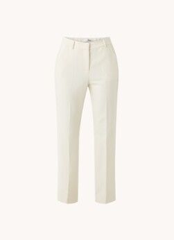 Co'Couture Vola high waist straight fit pantalon met persplooi - Creme
