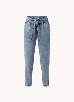Co'Couture Daktona high waist tapered cropped jeans met strikceintuur - Indigo