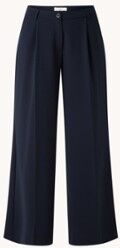 Summum Woman Mid waist wide fit pantalon met steekzakken - Donkerblauw