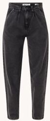 Lois Globo high waist tapered jeans met plooidetail - Antraciet