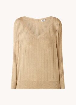 Liu Jo Fijngebreide pullover met lurex en ribstructuur - Beige