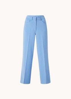 Second Female Incana high waist straight fit pantalon met persplooi - Blauw