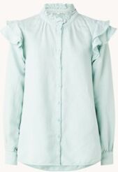 Second Female Capsella blouse in linnenblend met volant - Mint