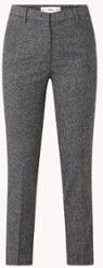 MANGO Warm mid waist skinny fit cropped pantalon met ruitdessin - Donkergrijs